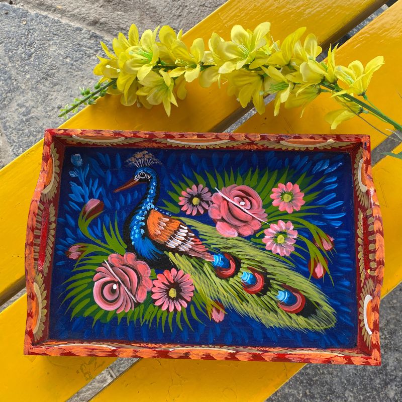 Peacock Hand Painted Tray