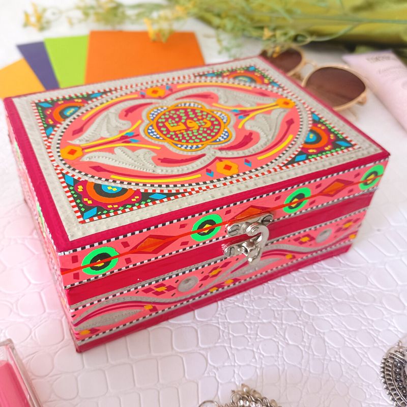 Pink Wooden Jewelry Box