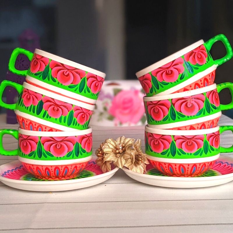 Pink Hand Painted Ceramic Tea Set