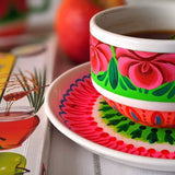 Pink Hand Painted Ceramic Tea Set