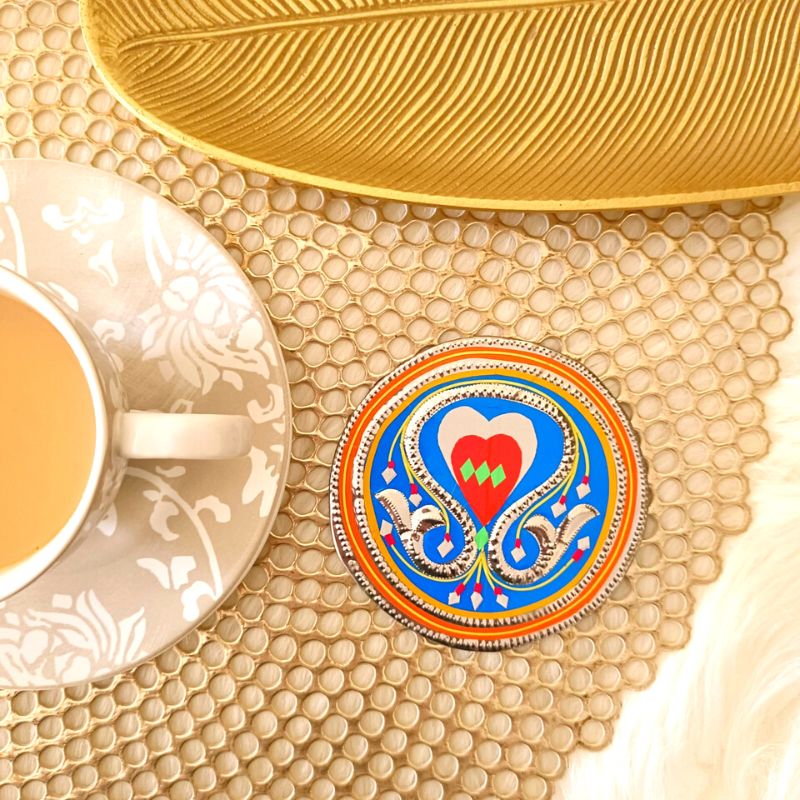 Swrly Blue Truck Art Tea Coaster 