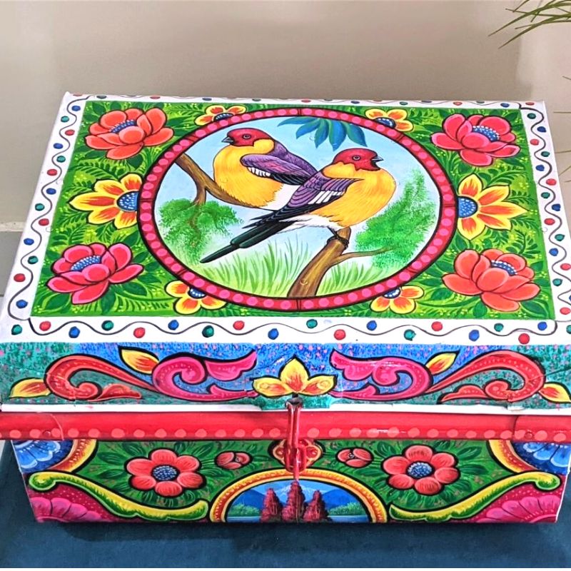 Two Sparrow Hand Painted Storage Box