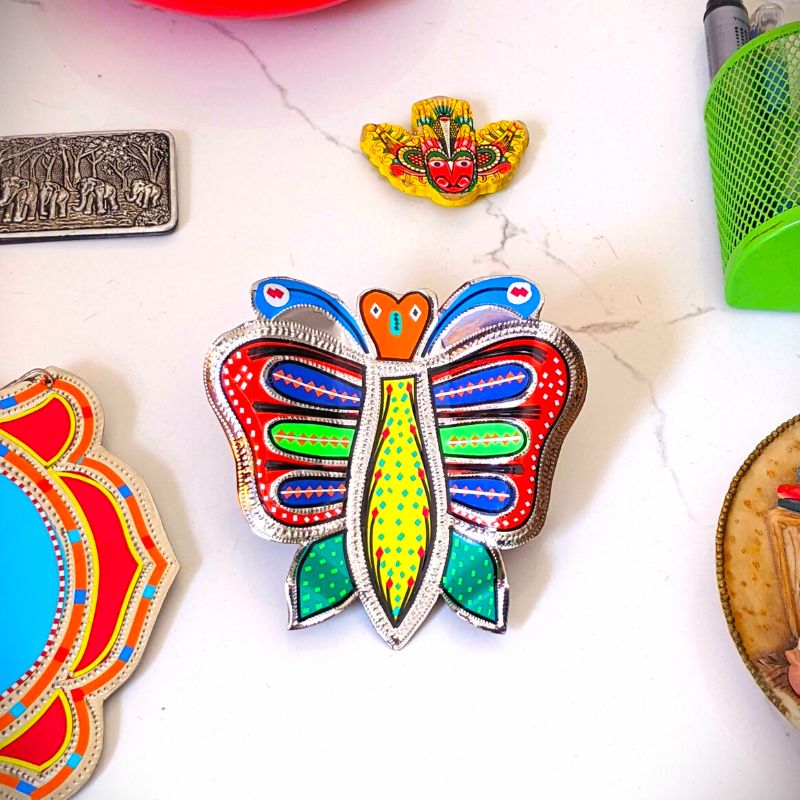 Vibrant Multicolored Butterfly Magnet