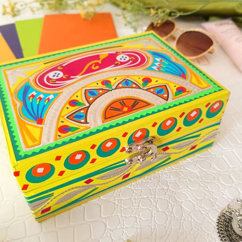 Yellow Truck Art Jewelry Box