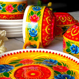 Yellow Royal Ceramic Truck Art Hand Painted Tea set