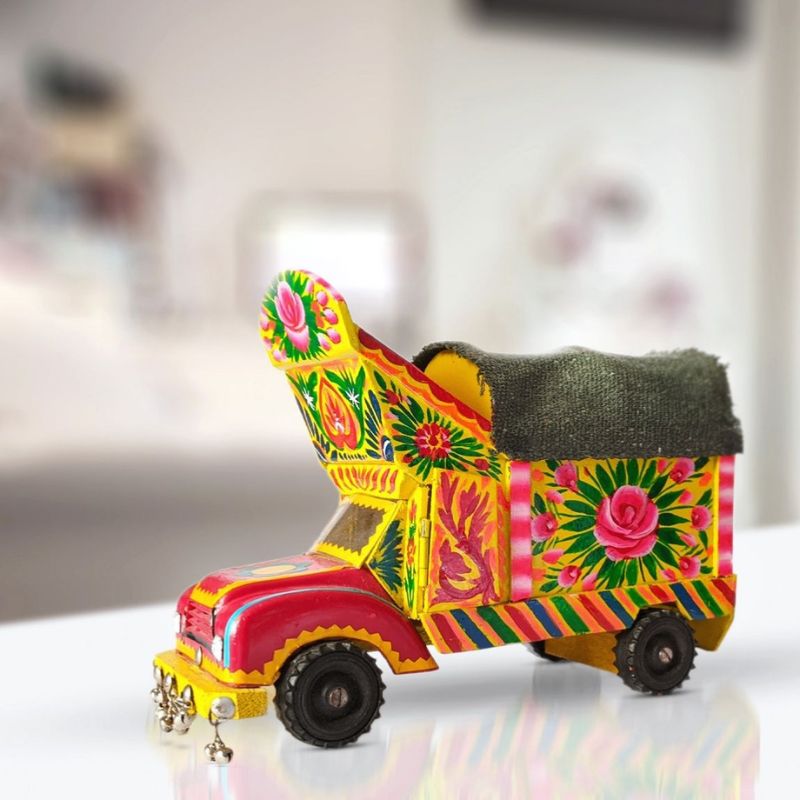Yellow Wooden Hand Painted Truck